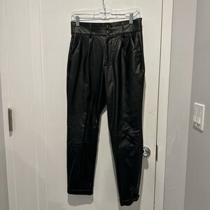 Black high-waisted leather trousers #leatherpants BBJ faux leather
